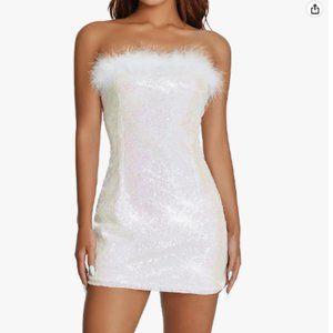 Argeousgor Women Sparkle Sequin Mini Dress Off Shoulder Bodycon Dress Glitter Co